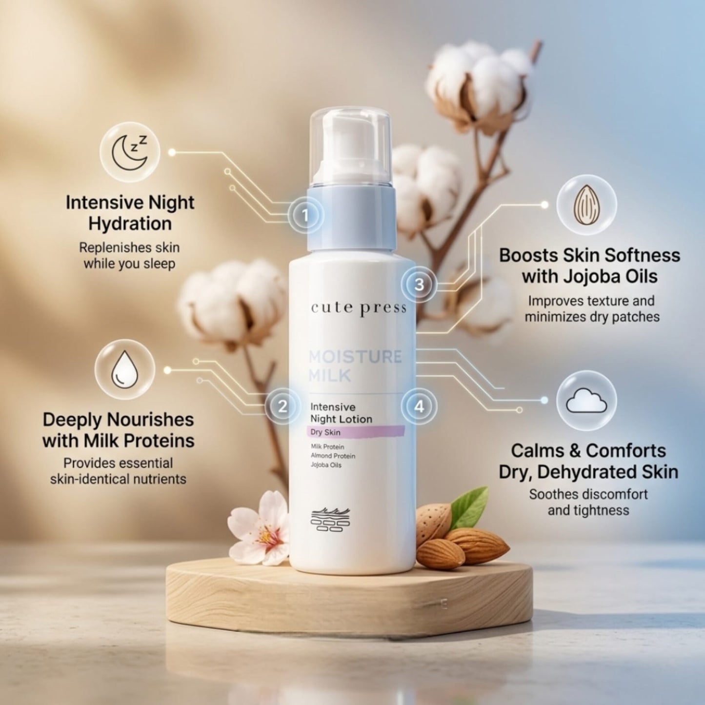 Cute Press Moisture Milk Intensive Night Lotion